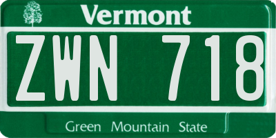 VT license plate ZWN718