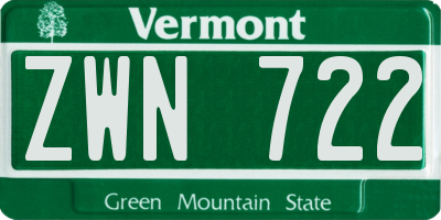 VT license plate ZWN722