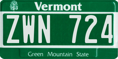 VT license plate ZWN724