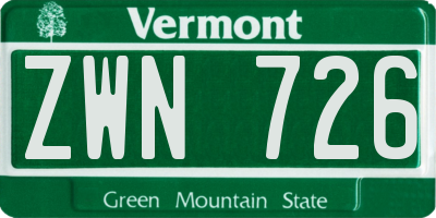 VT license plate ZWN726