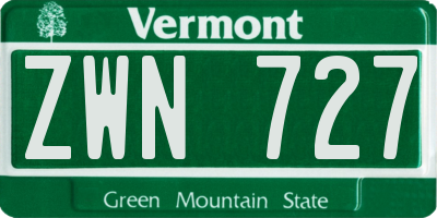 VT license plate ZWN727