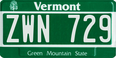 VT license plate ZWN729