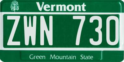 VT license plate ZWN730
