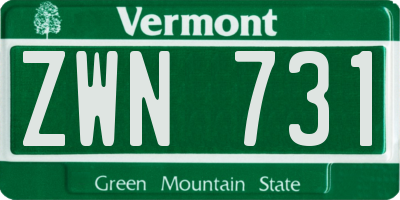 VT license plate ZWN731