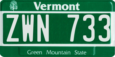 VT license plate ZWN733