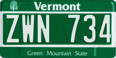VT license plate ZWN734