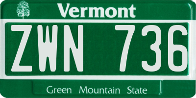 VT license plate ZWN736