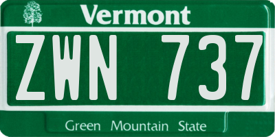VT license plate ZWN737