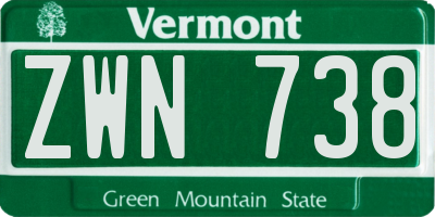 VT license plate ZWN738