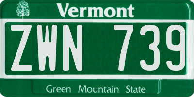 VT license plate ZWN739