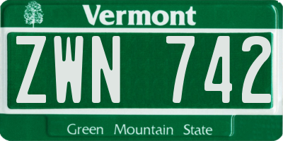VT license plate ZWN742