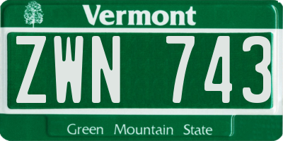 VT license plate ZWN743