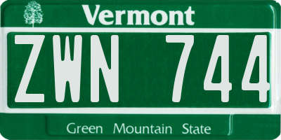 VT license plate ZWN744