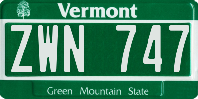 VT license plate ZWN747