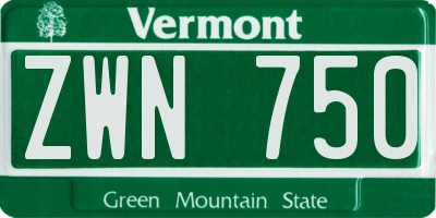 VT license plate ZWN750