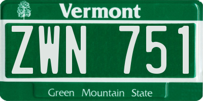 VT license plate ZWN751