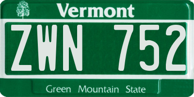 VT license plate ZWN752