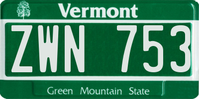 VT license plate ZWN753