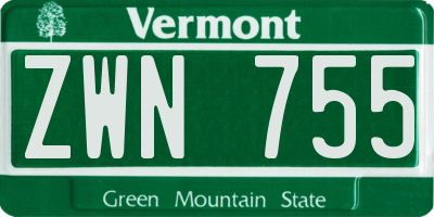 VT license plate ZWN755