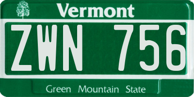 VT license plate ZWN756