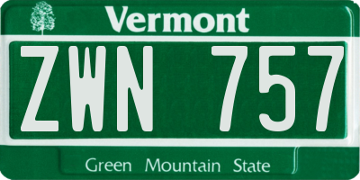 VT license plate ZWN757