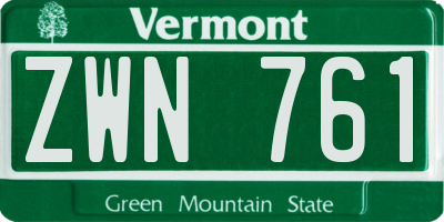 VT license plate ZWN761