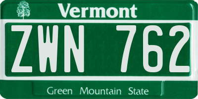VT license plate ZWN762