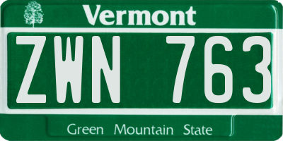VT license plate ZWN763