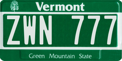 VT license plate ZWN777