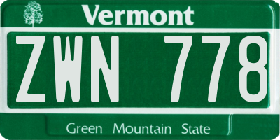VT license plate ZWN778