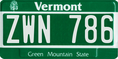 VT license plate ZWN786