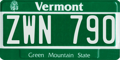 VT license plate ZWN790