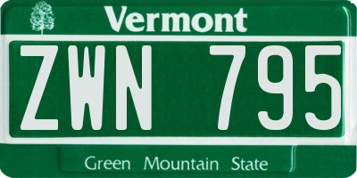 VT license plate ZWN795