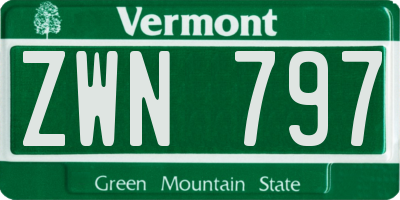 VT license plate ZWN797