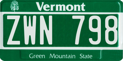 VT license plate ZWN798