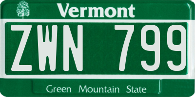 VT license plate ZWN799
