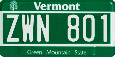 VT license plate ZWN801