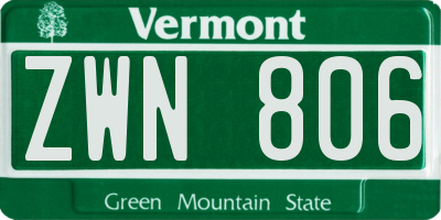 VT license plate ZWN806