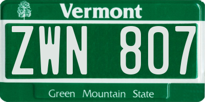 VT license plate ZWN807