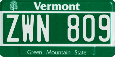 VT license plate ZWN809