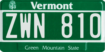 VT license plate ZWN810
