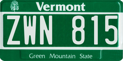 VT license plate ZWN815