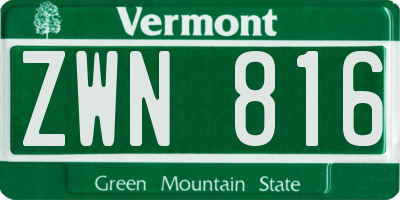 VT license plate ZWN816