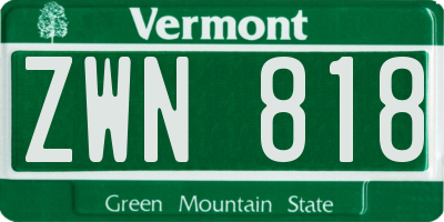 VT license plate ZWN818