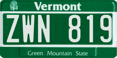VT license plate ZWN819