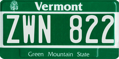 VT license plate ZWN822