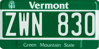 VT license plate ZWN830