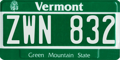 VT license plate ZWN832