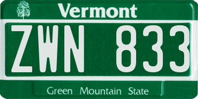 VT license plate ZWN833
