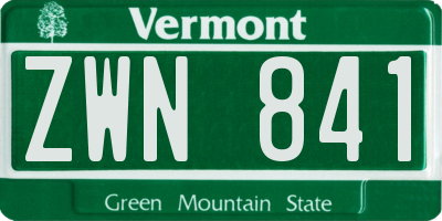 VT license plate ZWN841
